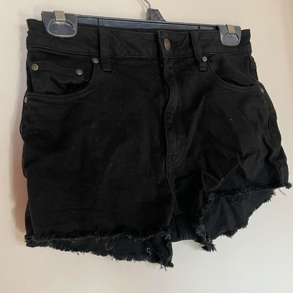 Sunday Best black high waisted shorts with distressed hems for a cutoff look - Picture 1 of 5